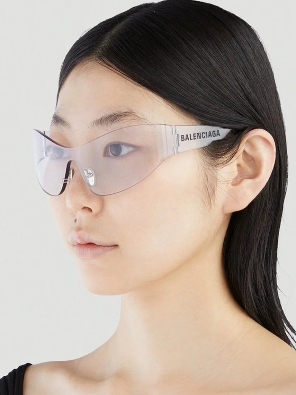 NEW BALENCIAGA BB0257S 002 SUNGLASSES CLEAR SHIELD UNISEX EYEWEAR BALENCIAGA - Picture 1 of 11